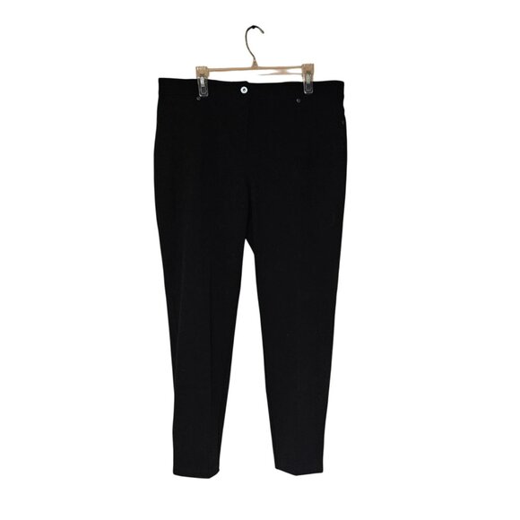 Chicos Premiere Ponte Faux Pocket Pants Size 3 Short Black Womens Sz 16 NWT - Picture 1 of 9